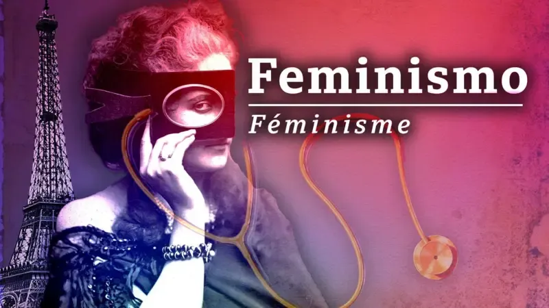 Ilustração médica antiga de paciente com sinais de feminização, ligada à origem da palavra feminismo.