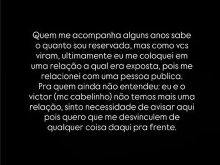 Carolina Macharete e o término MC Cabelinho