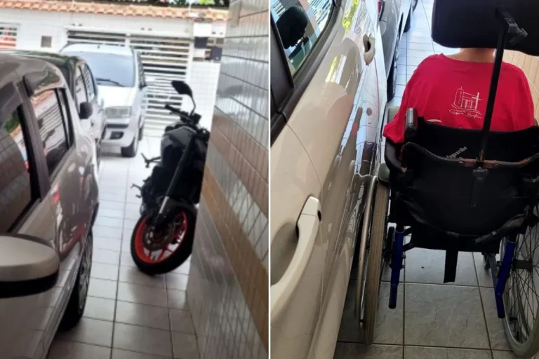 Símbolo internacional de acesso em vaga de garagem para cadeirante