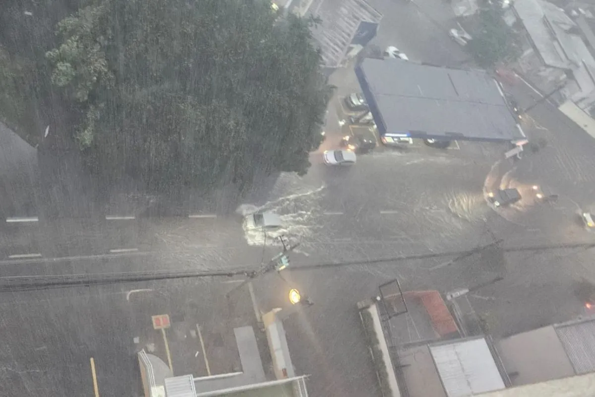 Alagamento Avenida São João São José dos Campos chuva forte carros água