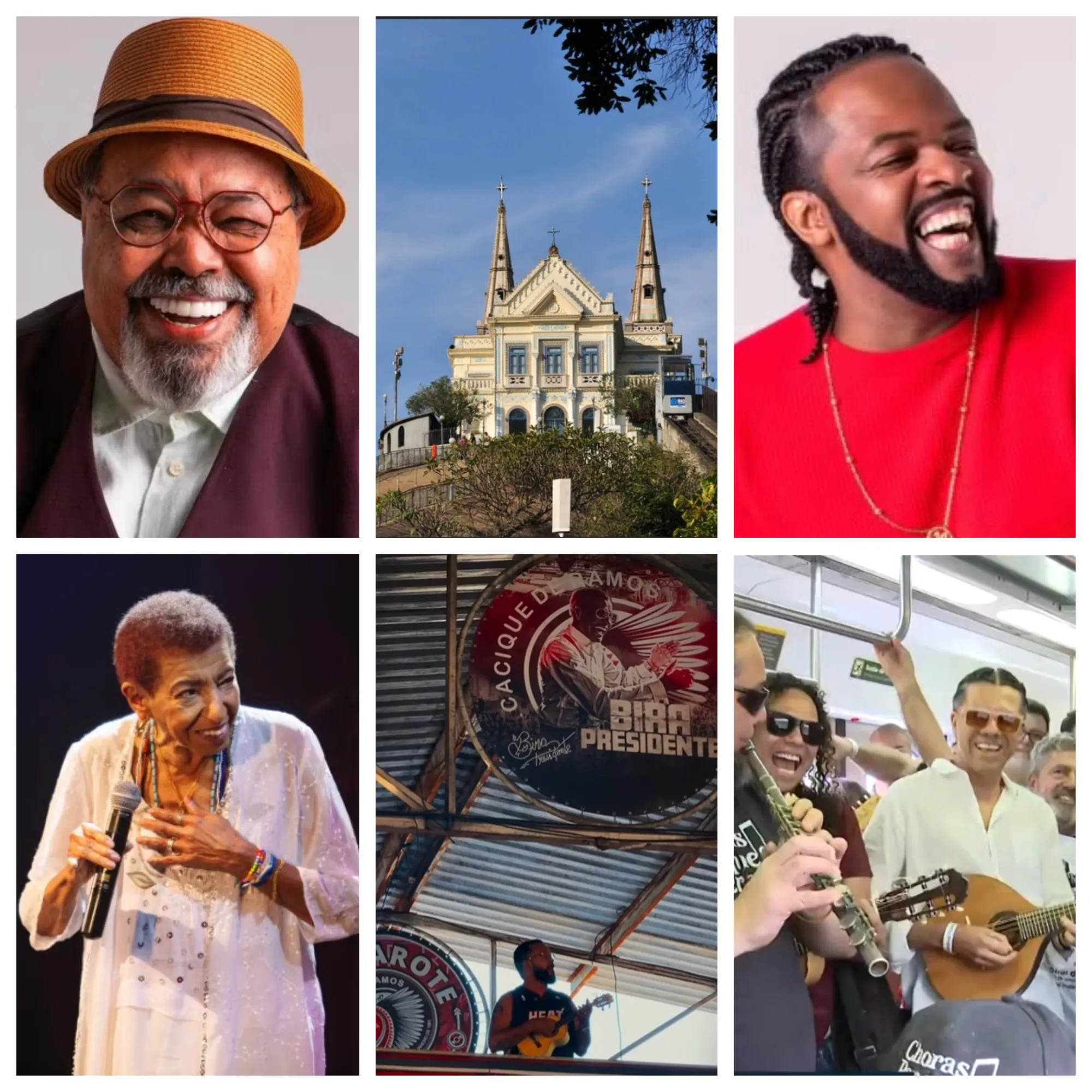 Pessoas dançando samba e comendo feijoada em festa de São Jorge no Rio