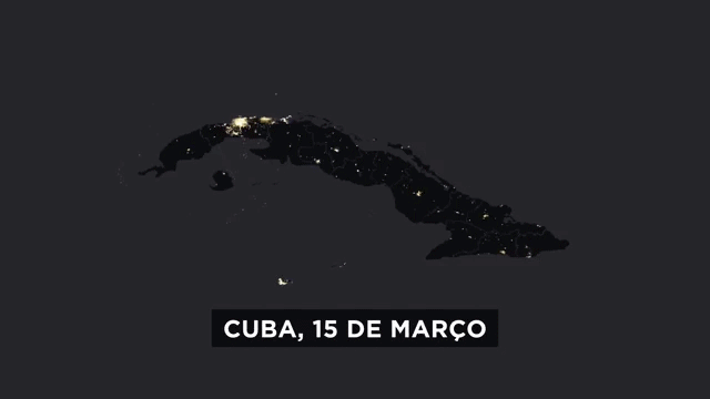 Imagens de satélite de Cuba em meio ao apagão energético generalizado