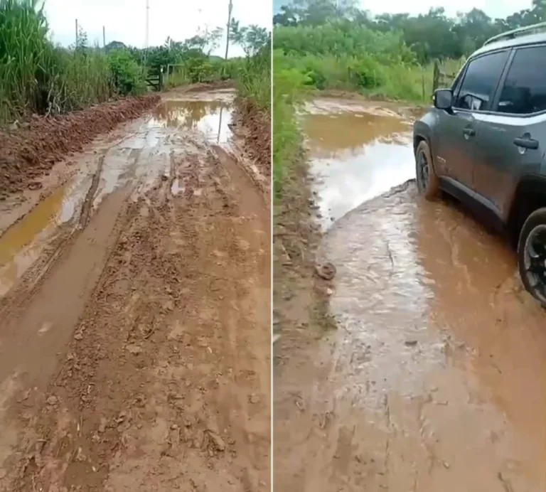 Ruas esburacadas e com lama no bairro Colibri, Itaperuna