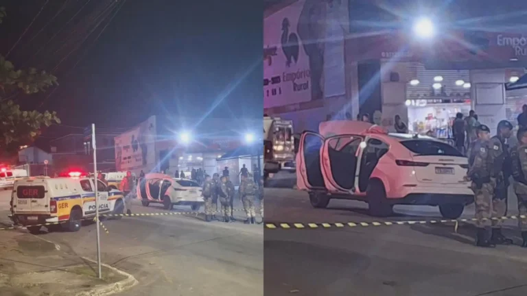 Viaturas policiais em Lagoa Santa após mulher ser baleada pela PM