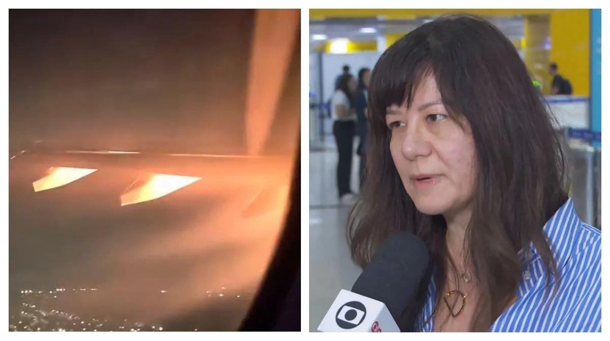 Imagem do motor de um avião da Delta Airlines danificado após explosão em Guarulhos