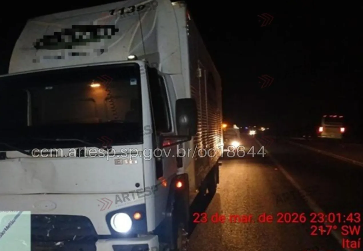 Pedestre em rodovia SP-255, caminhão, segurança no trânsito, acidente