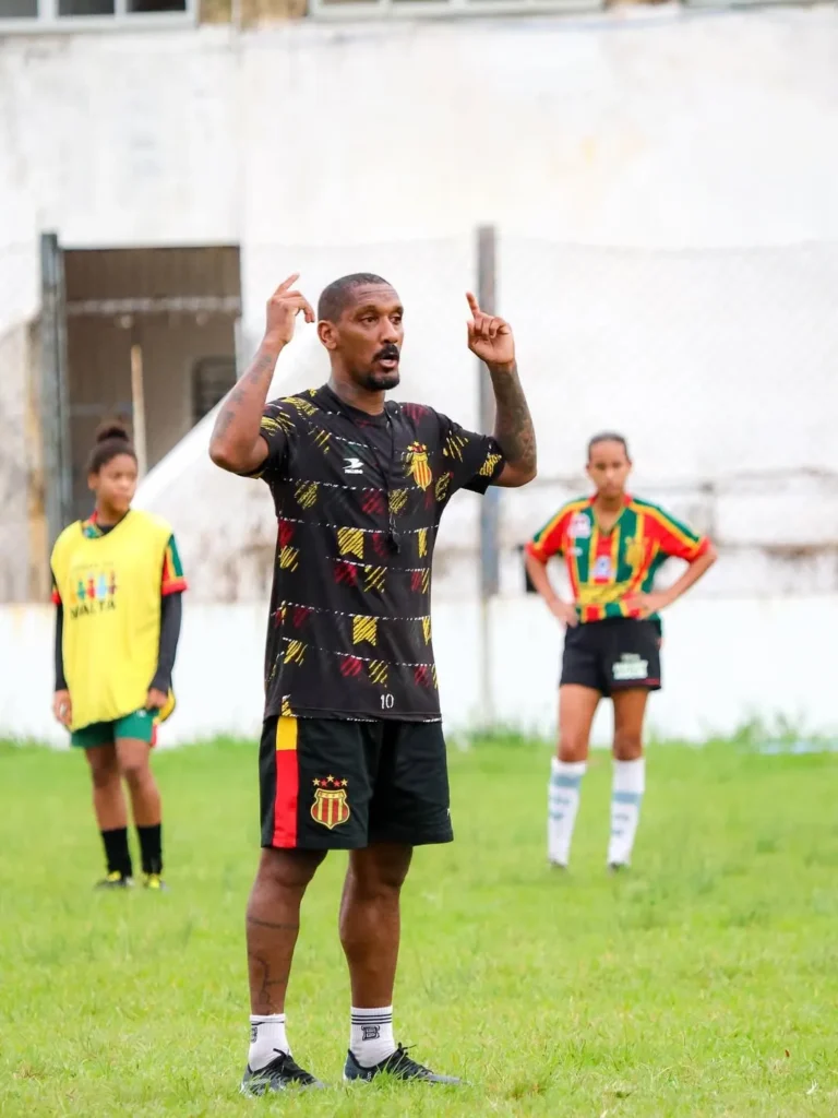 Jogadoras do Sampaio Corrêa em campo durante jogo do Brasileiro Feminino A3