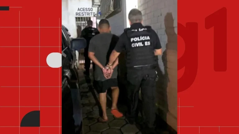 Policial prendendo suspeito de golpes de imóveis e energia solar