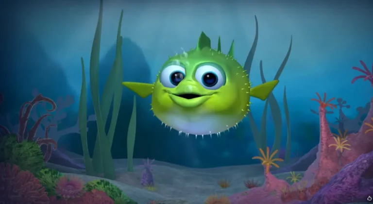 Ilustração de um peixinho em movimento, representando a técnica de respiração para ansiedade.