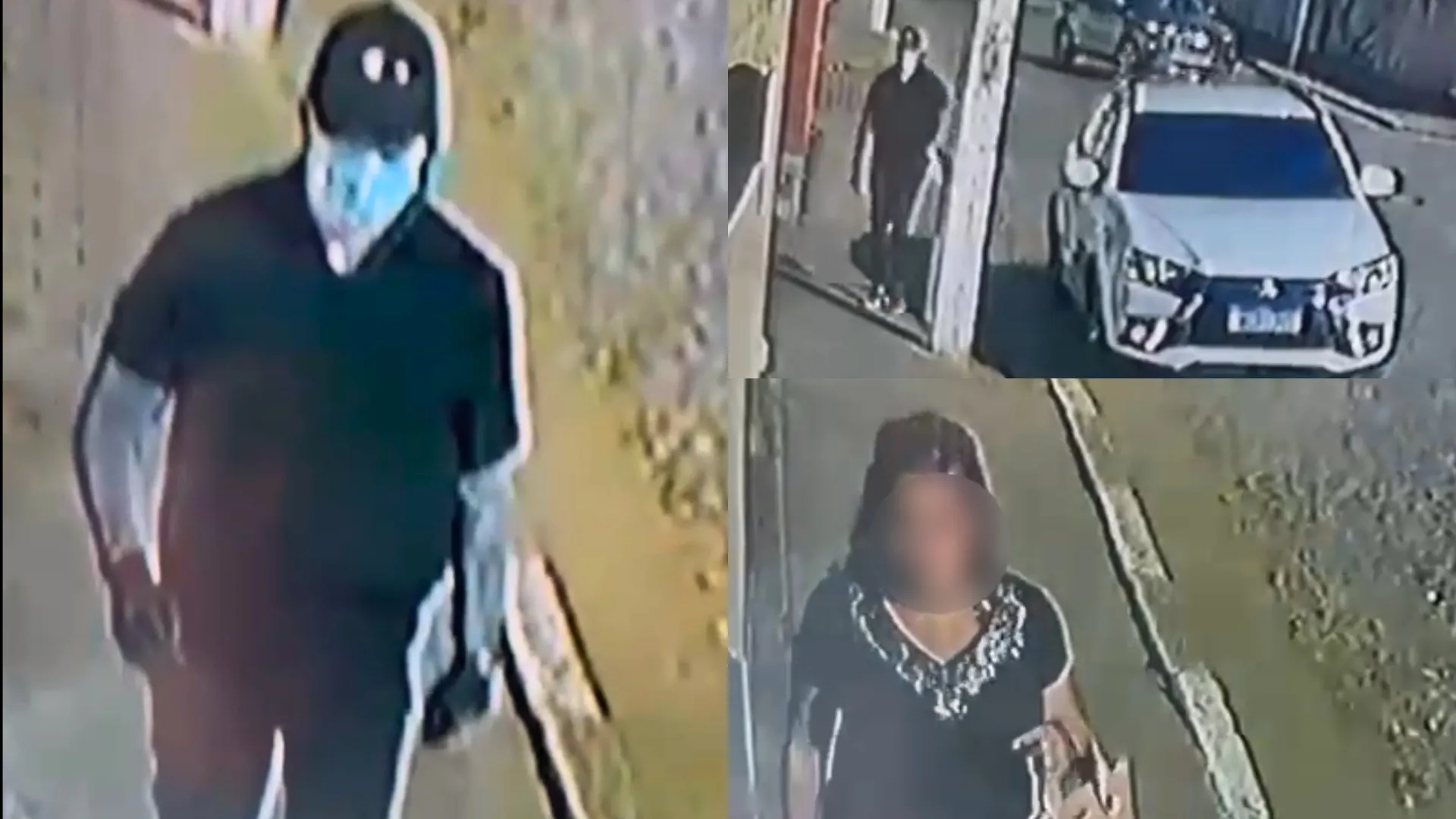 Vídeo de segurança mostrando sequestro de funcionária de banco em Suzano por criminoso mascarado