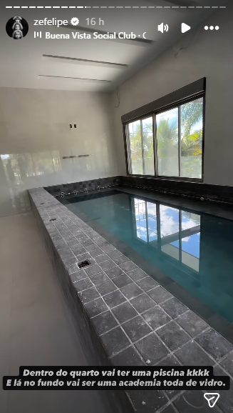 Zé Felipe nova mansão, obra Goiânia, piscina no quarto, estúdio, academia de vidro, quartos infantis