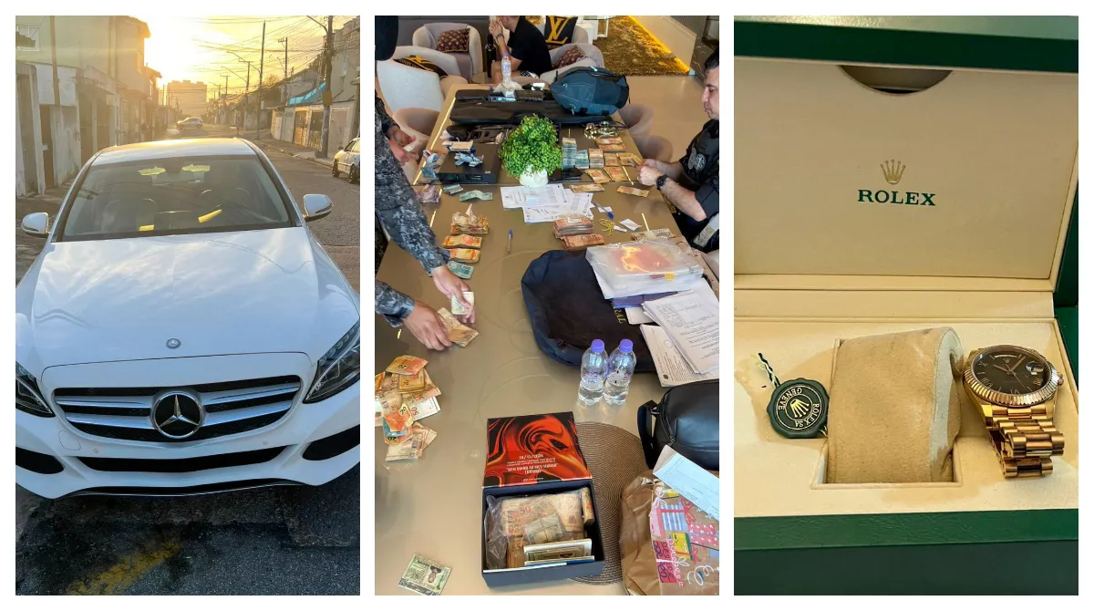 Carros de luxo, armas e dinheiro apreendidos pela PF na Operação Narco Fluxo