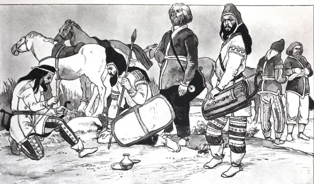 Ruínas de Persépolis ao pôr do sol, antiga capital persa, arquitetura histórica iraniana