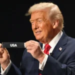 Grupo de torcedores com expressões de decepção diante de um telão mostrando valores altos para a Copa do Mundo.