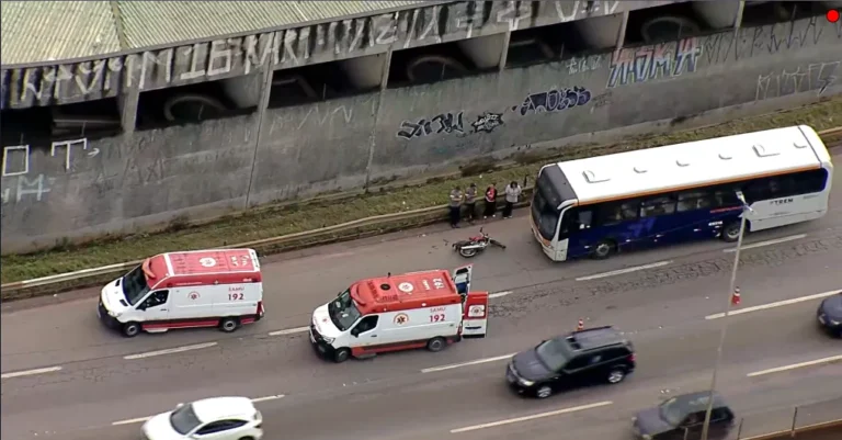 Acidente BR-381 Contagem, moto, ônibus, trânsito, polícia, Samu