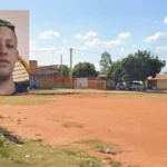 Cena de crime com viatura e faixa de isolamento em Bauru