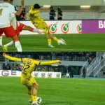 Gol de letra de Driss El Jabli, zagueiro marroquino em campo