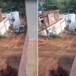 Rua Antônio Ferraz em Itaperuna alagada e escorregadia, impedindo passagem de ambulância