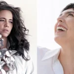 Tiê e Adriana Calcanhotto em estúdio, divulgando álbum