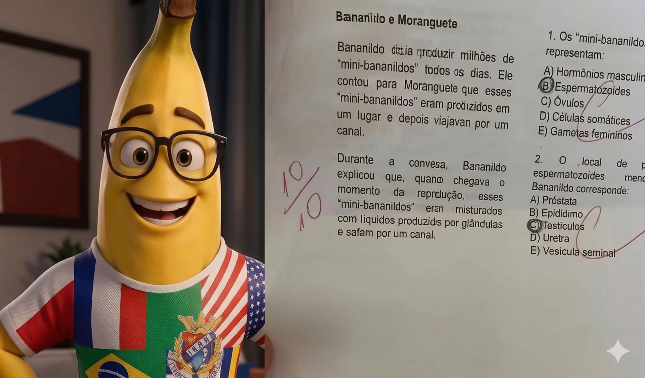 Bananildo, reprodução humana, erro didático, biologia, TikTok, confusão científica