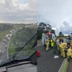 Batida fatal na BR-277 entre van e caminhão com equipes de socorro