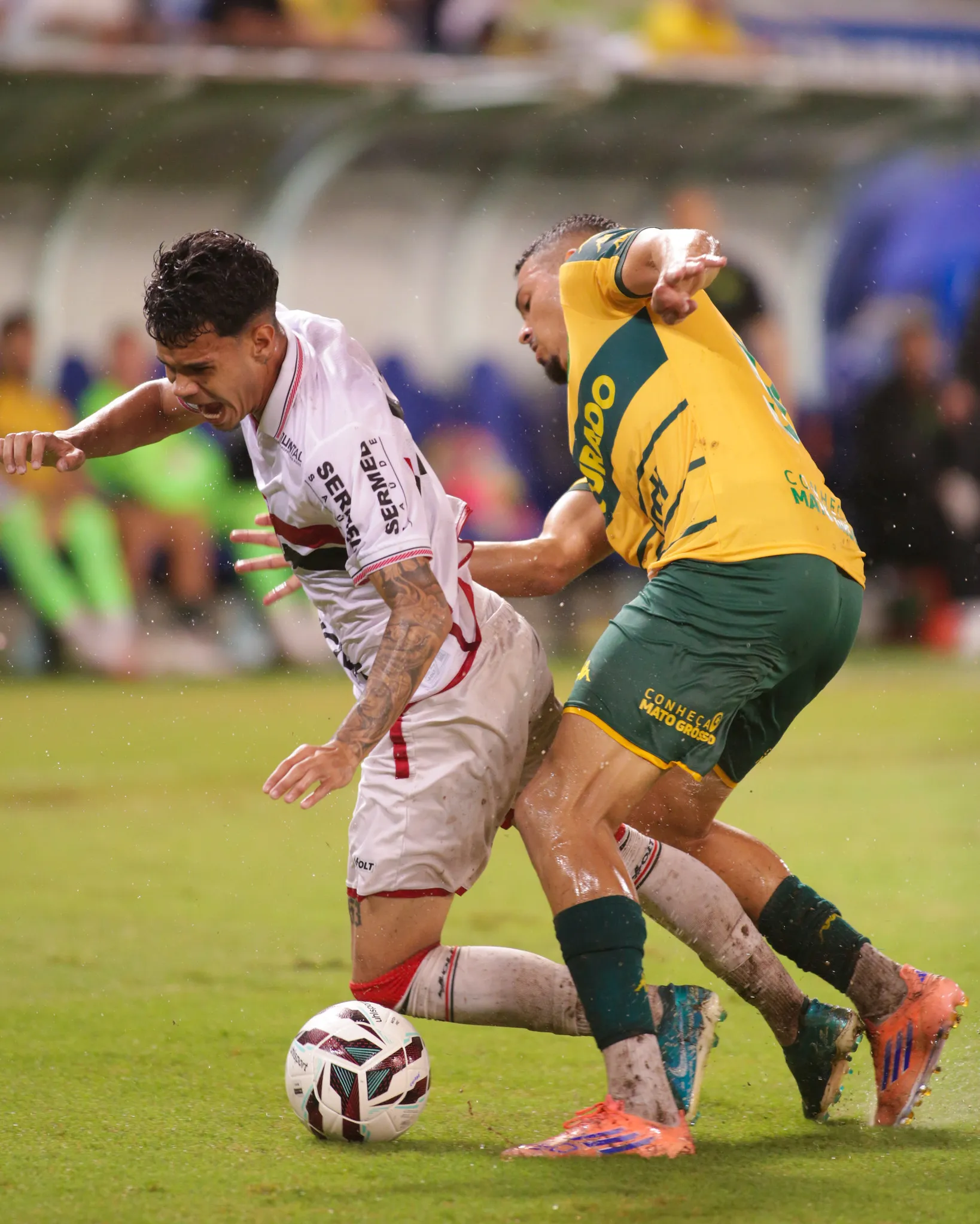 Time do Botafogo-SP em jogo da Série B, com uniformes tricolores, buscando a vitória e o fim da sequência negativa.
