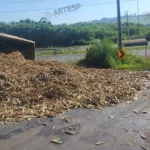 Acidente com caminhão de cana em Piracicaba