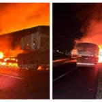 Incêndio em carreta de açúcar na Rodovia Washington Luís, SP