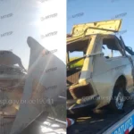 Carro capotado em Mineiros do Tietê após acidente na SP-304
