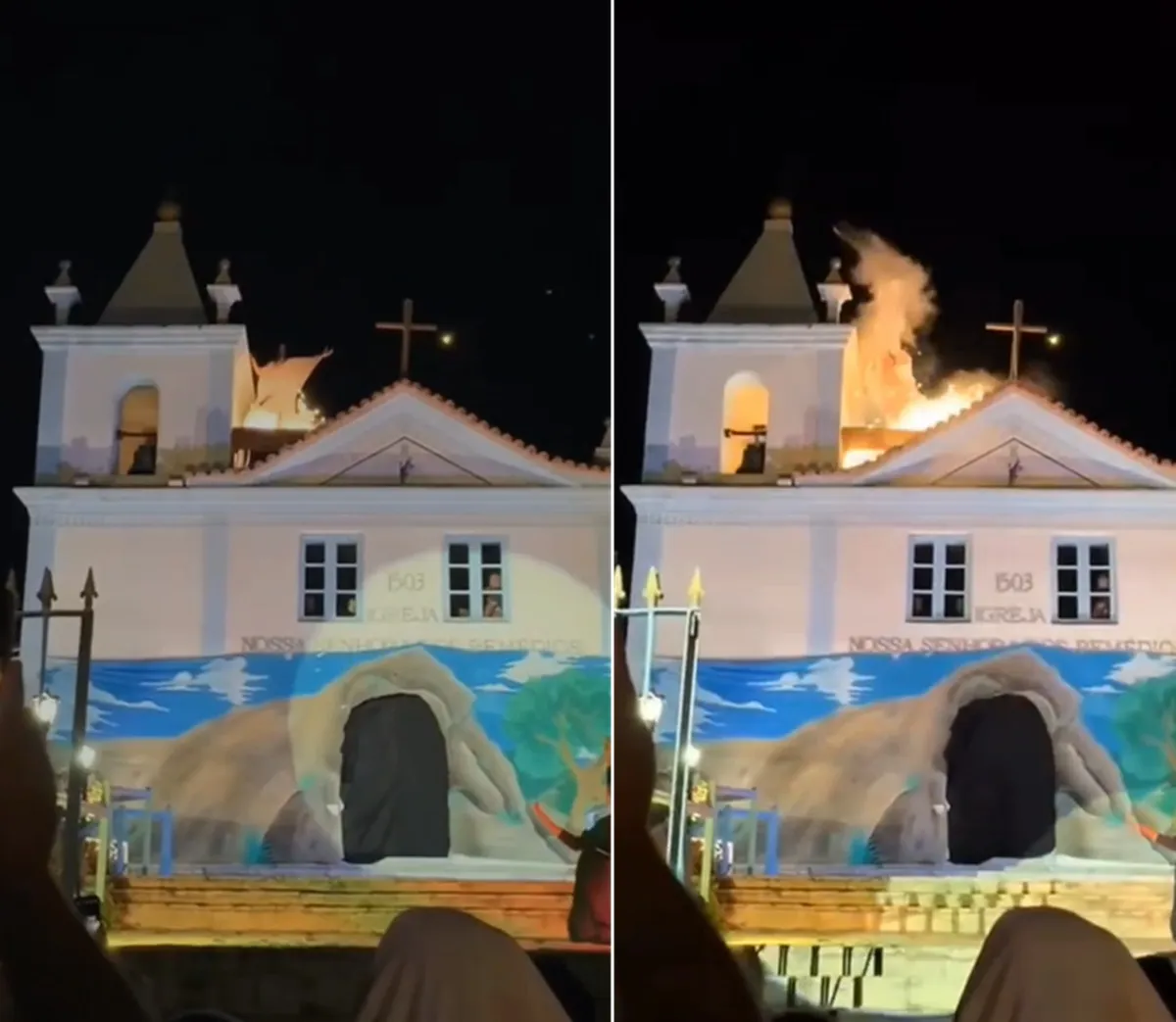 Cenário da Paixão de Cristo em Arraial do Cabo se move com o vento