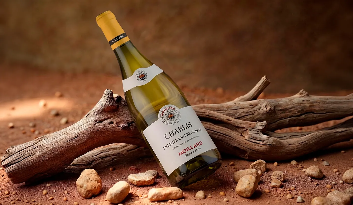 Rótulo de vinho francês em close-up com texto e detalhes visíveis