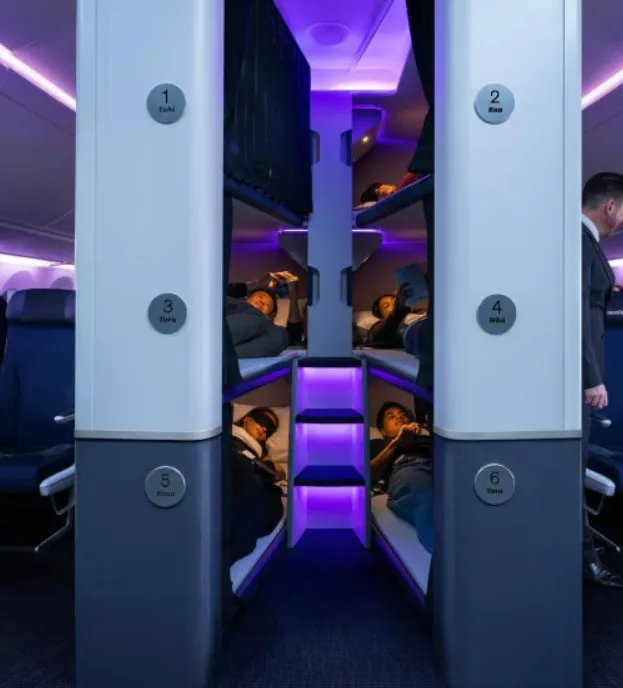 Cápsulas de soneca em avião da Air New Zealand