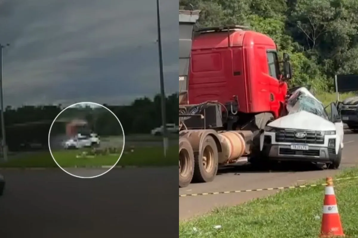 Acidente fatal BR-277, carro e caminhão, Céu Azul, Paraná