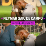 Neymar com a mão na orelha durante jogo do Santos