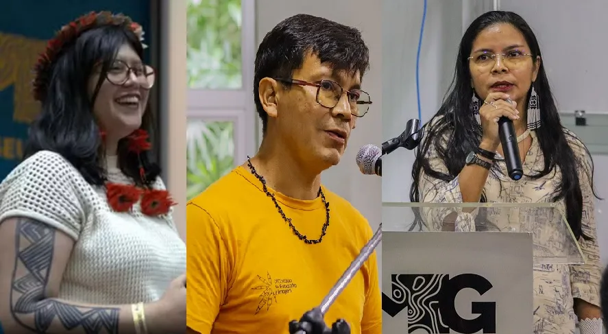 Pesquisador indígena analisando flora amazônica