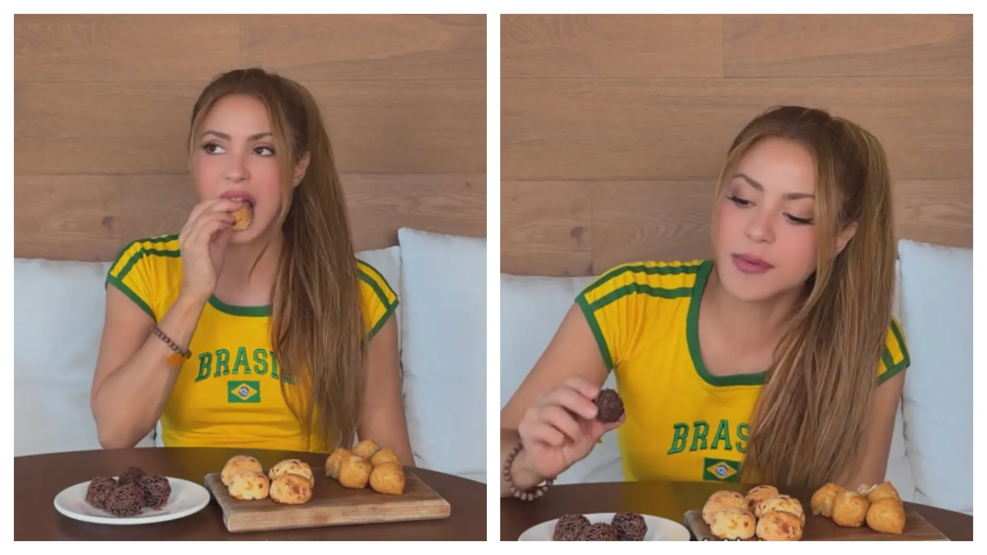 Shakira comendo comidas brasileiras, brigadeiro, coxinha, pão de queijo, show Rio
