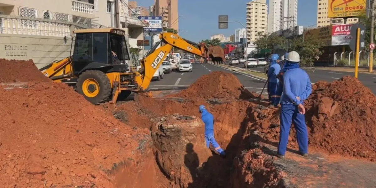 Interdição Avenida Nações Unidas Bauru para obras de esgoto