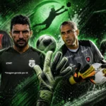Goleiro realizando uma defesa crucial em jogo, com a bola próxima às mãos, em homenagem ao Dia do Goleiro.