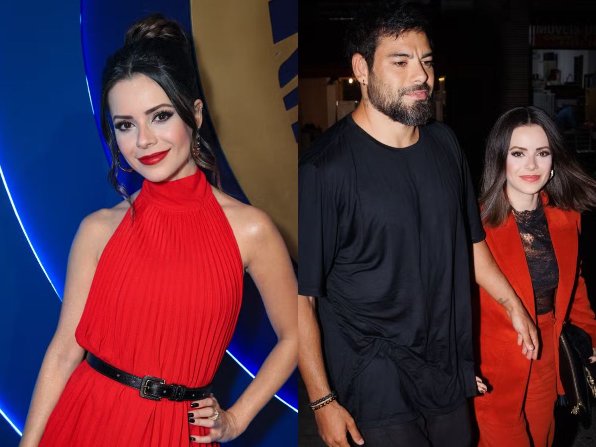 Sandy e Pedro Andrade, namorado da cantora, sorrindo juntos