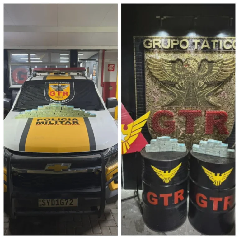 Polícia Militar apreendendo dinheiro em carro na BR-040 em BH