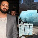 Escultura de gelo de Drake sendo desmontada em Toronto por segurança