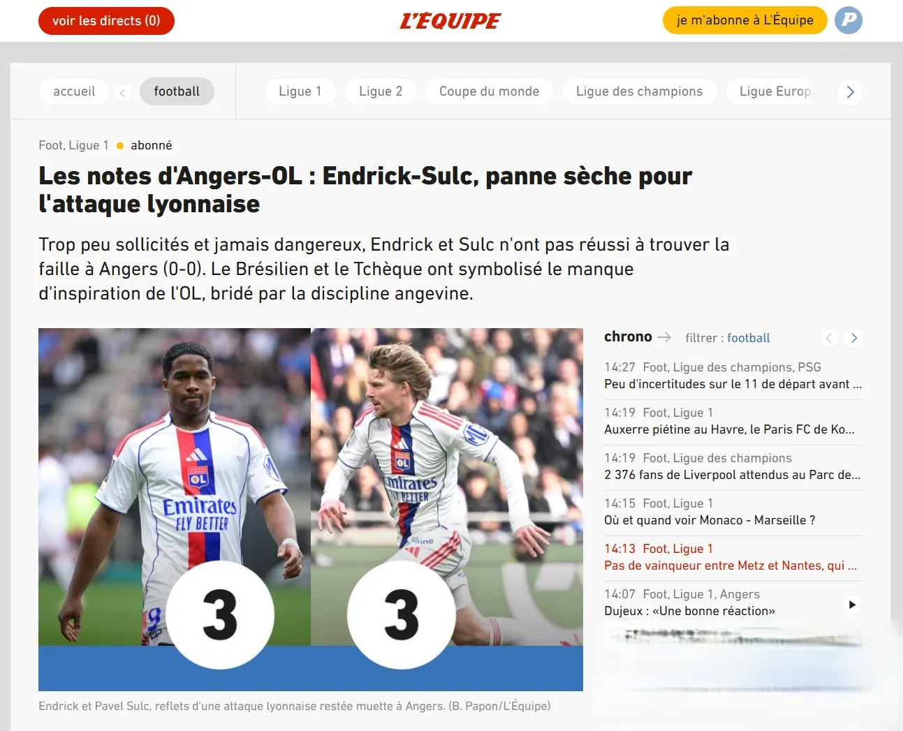 Endrick com a camisa do Lyon em jogo do Campeonato Francês