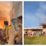 Ginásio sendo evacuado devido a fumaça de sinalizador aceso em jogo das Economíadas em São Carlos