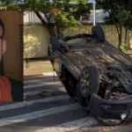 Carro capotado em Ilha Solteira, acidente fatal