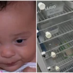 Mãe com caderneta de vacinação e filho, preocupada com a falta de vacinas em Araraquara