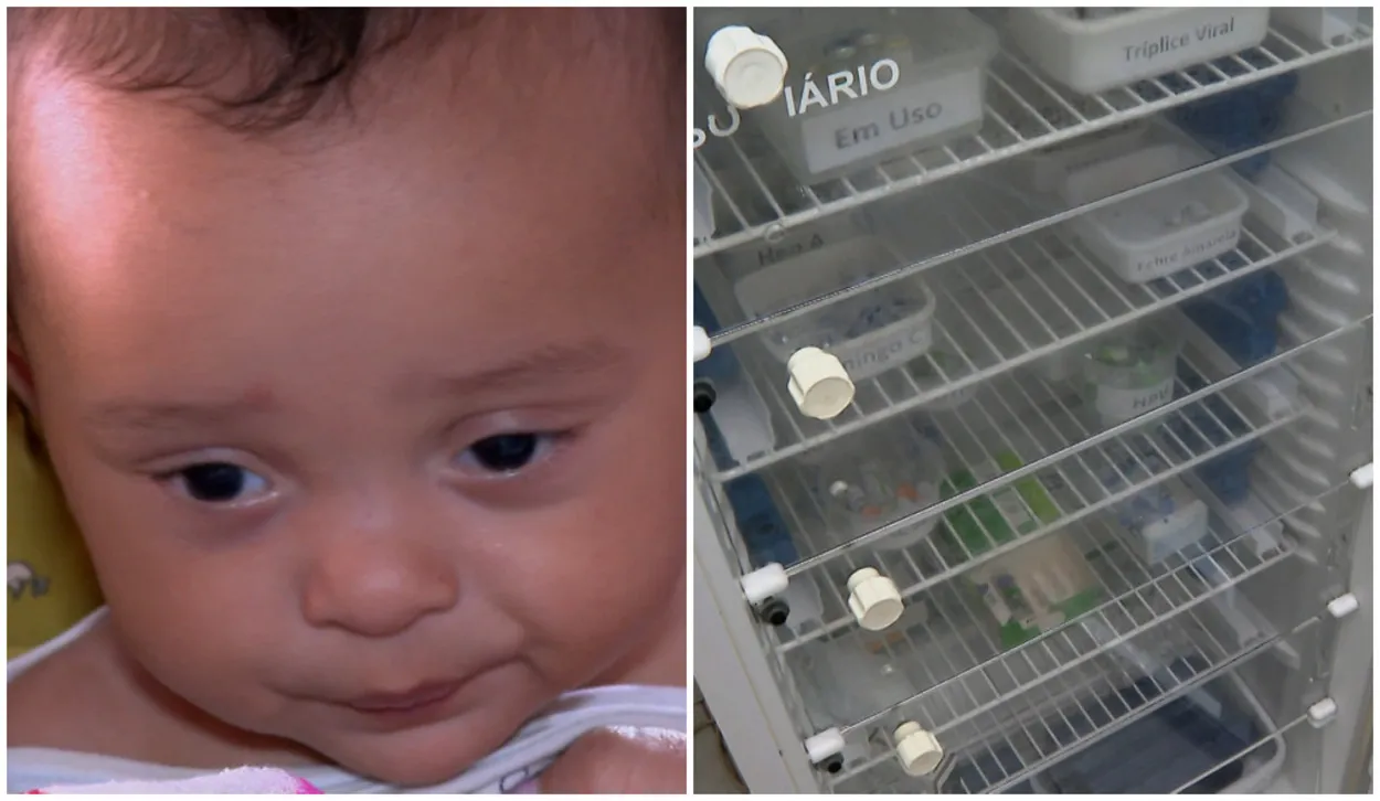 Mãe com caderneta de vacinação e filho, preocupada com a falta de vacinas em Araraquara