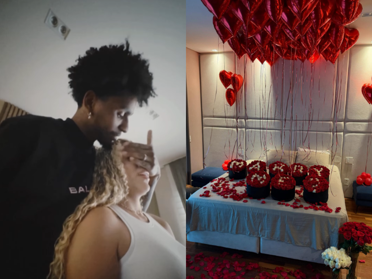 Goleiro Hugo Souza e influenciadora Rauany Barcellos, noivado, redes sociais, Corinthians.