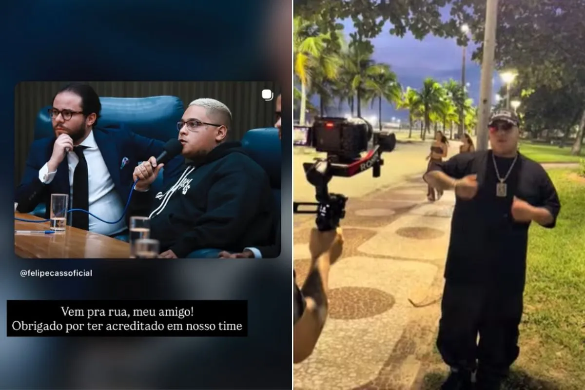 MC Ryan e advogado Felipe Cassimiro após soltura