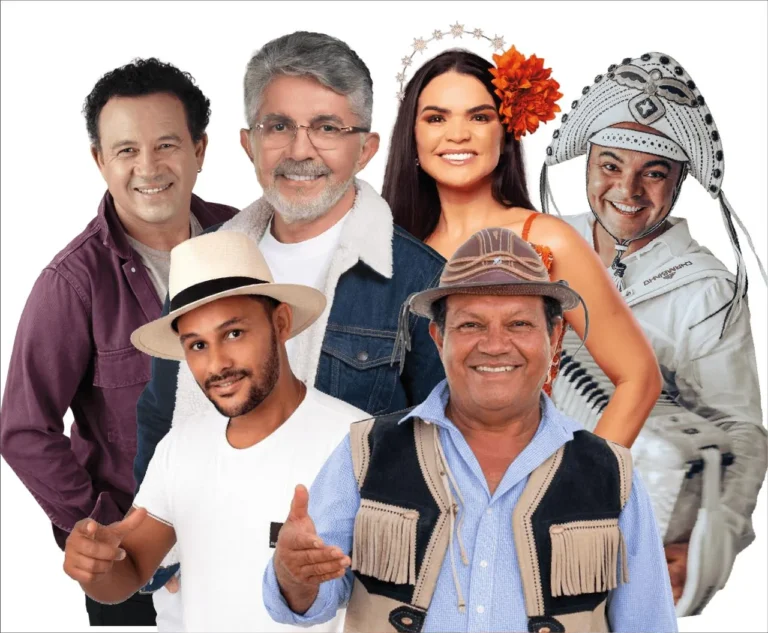 Pessoas dançando forró em festa junina da AABB Salvador com palco e decorações típicas