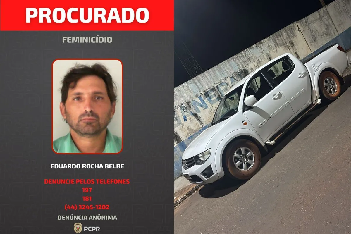 Foto de Eduardo Rocha Belbe, foragido por feminicídio no Paraná